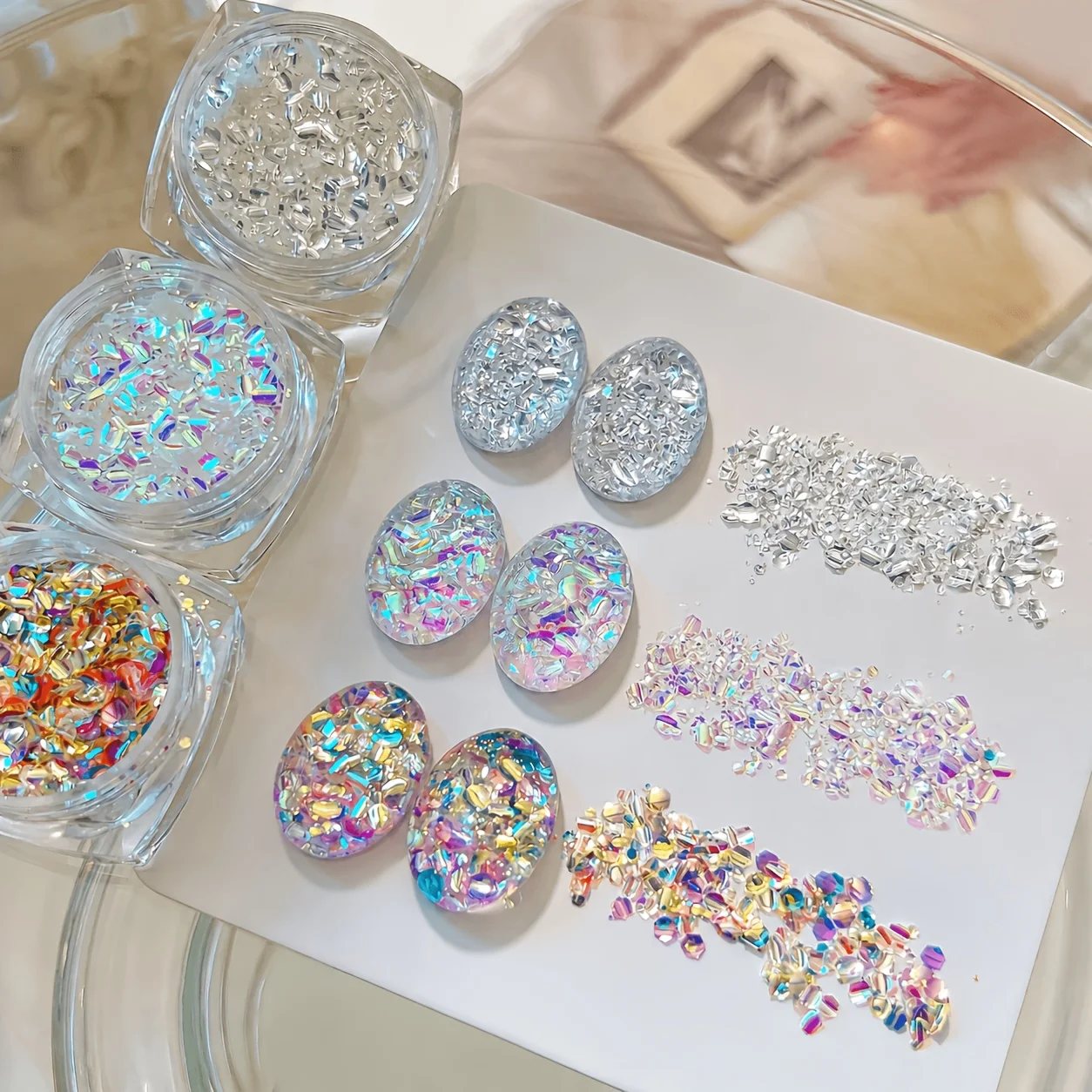 3 Boxes of Colorful Laser Nail Art Glitter Fragments, Multi-Colored Rainbow Glitter, Nail Decoration Glitter, Nail Polish Gel DIY Nail Art Accessories