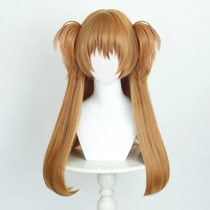 Eva Neon Genesis Evangelion Asuka Cosplay Perücke Orange Doppelte Zöpfe Haarspange Perücke