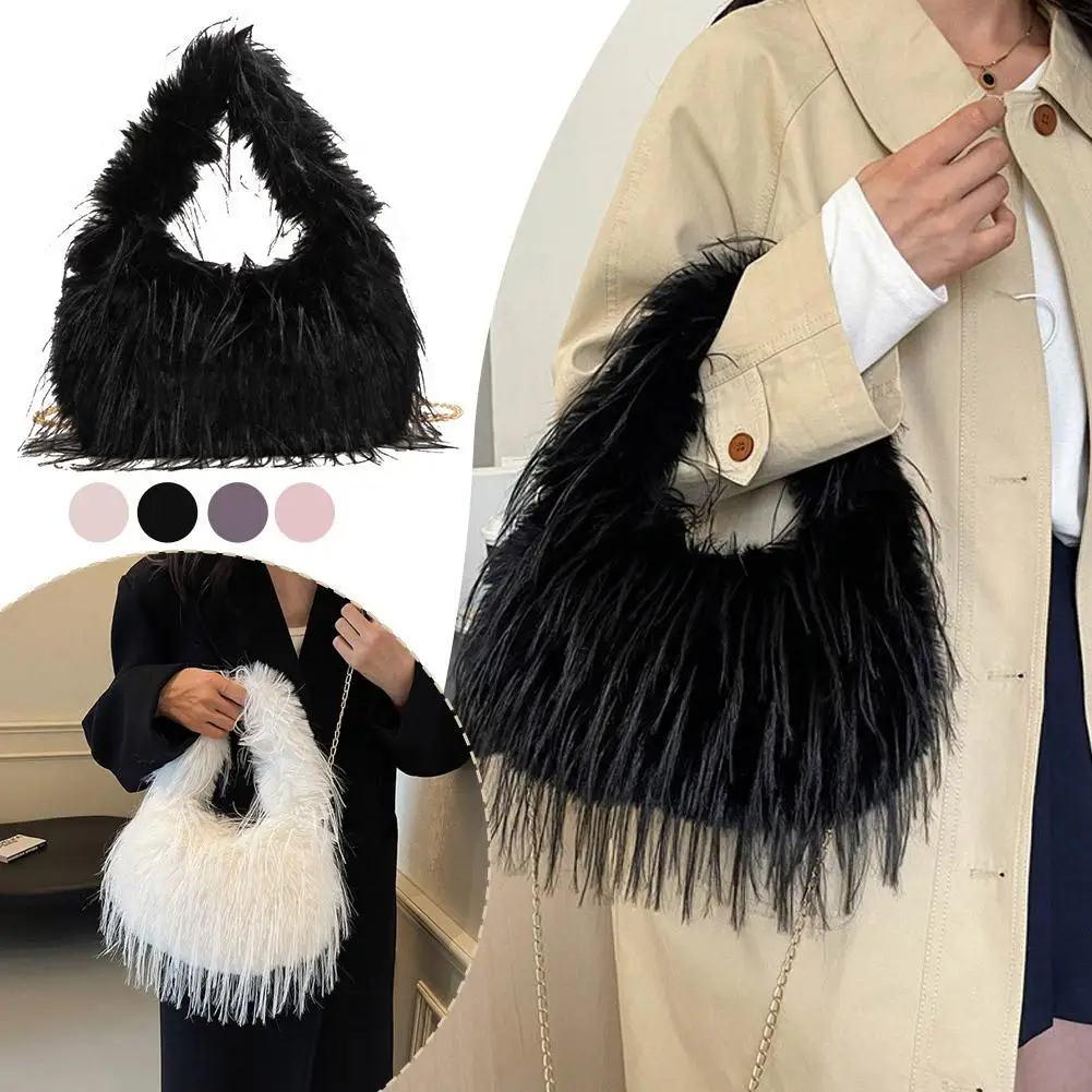 

2026 модная зимняя новая сумка из искусственного меха, милая зимняя плюшевая женская сумка-тоут, однотонная женская меховая сумка на плечо