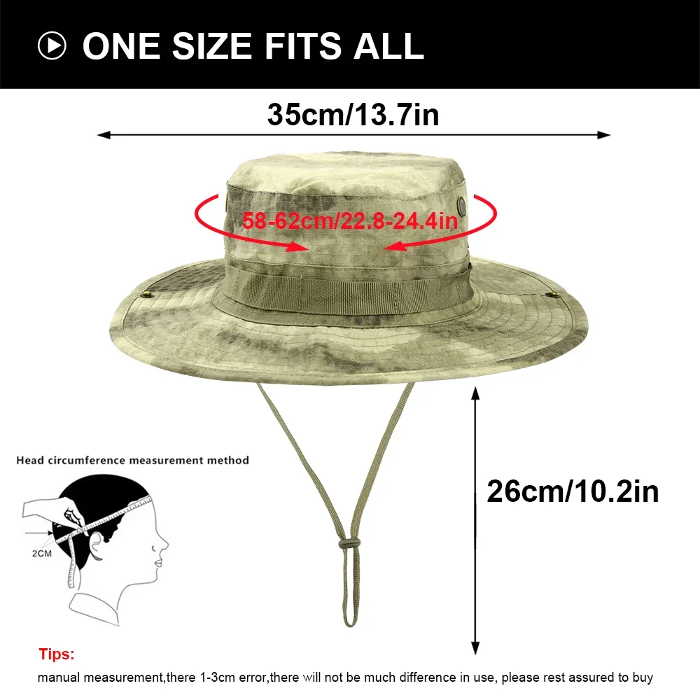 Men Boonie Tactical Bucket Hats Camouflage Panama Summer Sunscreen Hunting Hiking Fishing Outdoor Sports Sun Caps