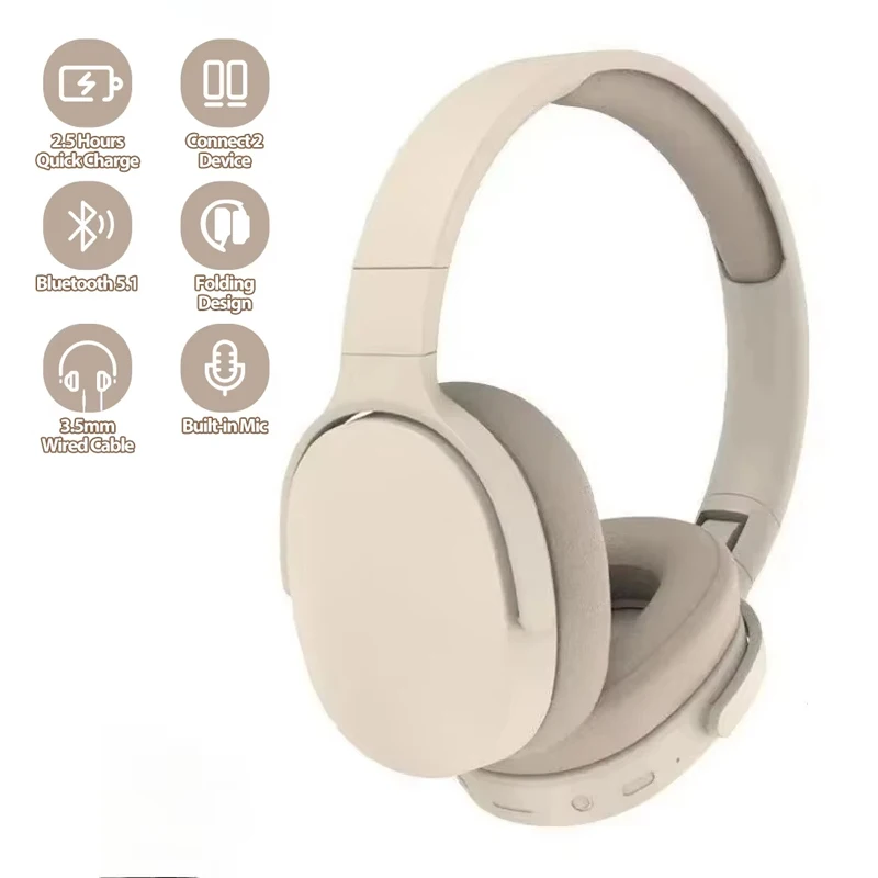

HIFI Stereo Sport Headset Music Player with Mic Gaming Earphones P2961 Head Wireless Headphone Bluetooth Noise Reduction Headset