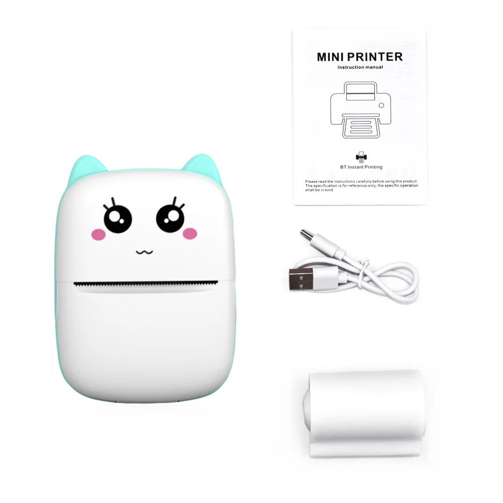 

Мини-термопринтер, беспроводной BT, 200 точек на дюйм, этикетка, фотопамятка, неправильное запитание, печатная бирка, Bluetooth-принтер, USB-кабель, портативный