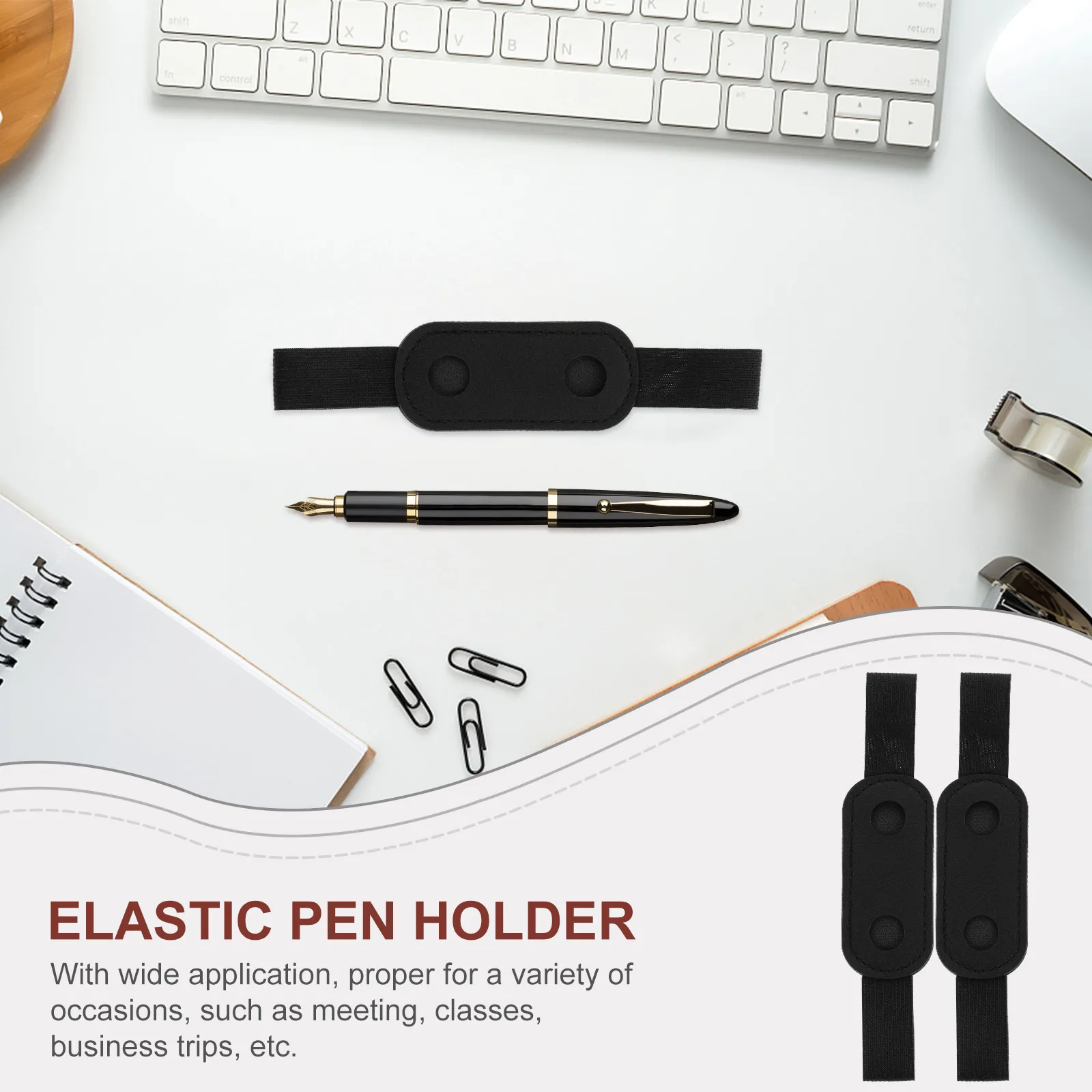 6Pcs Elastic Band Pen Holder Sleeve for Notebook Journal Tablet Fountain Ballpoint Pens PU Pen Pouch Storage Organizer