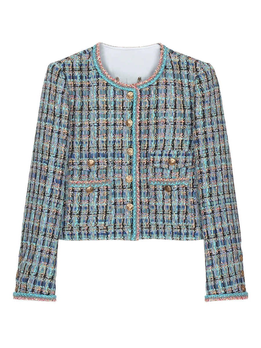 Spring and Autumn New Style French Heavy Woven Tweed Design Short Jacket Retro Temperament Gentle Top Women 130180