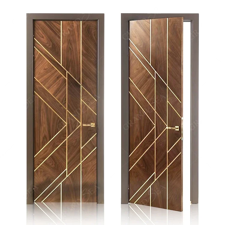 Interior Solid Wood Panel Door apartment hotel Room red teak exterior HDF MDF timber Wooden veneer doors