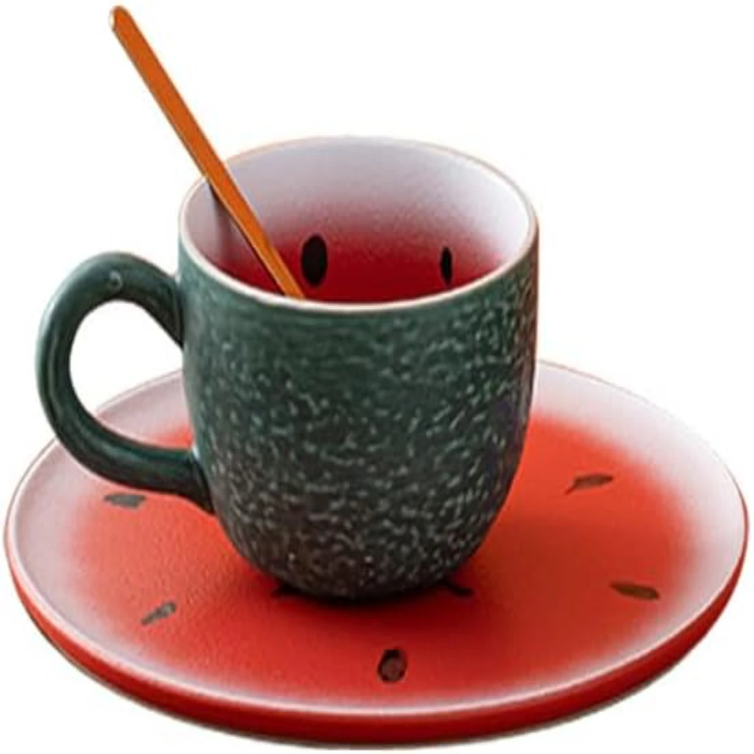 Elegant Watermelon Design Ceramic Mugs - Premium Quality Set of 2 - Beautifully Crafted, Stunning - Perfect for Gifting & Coffee