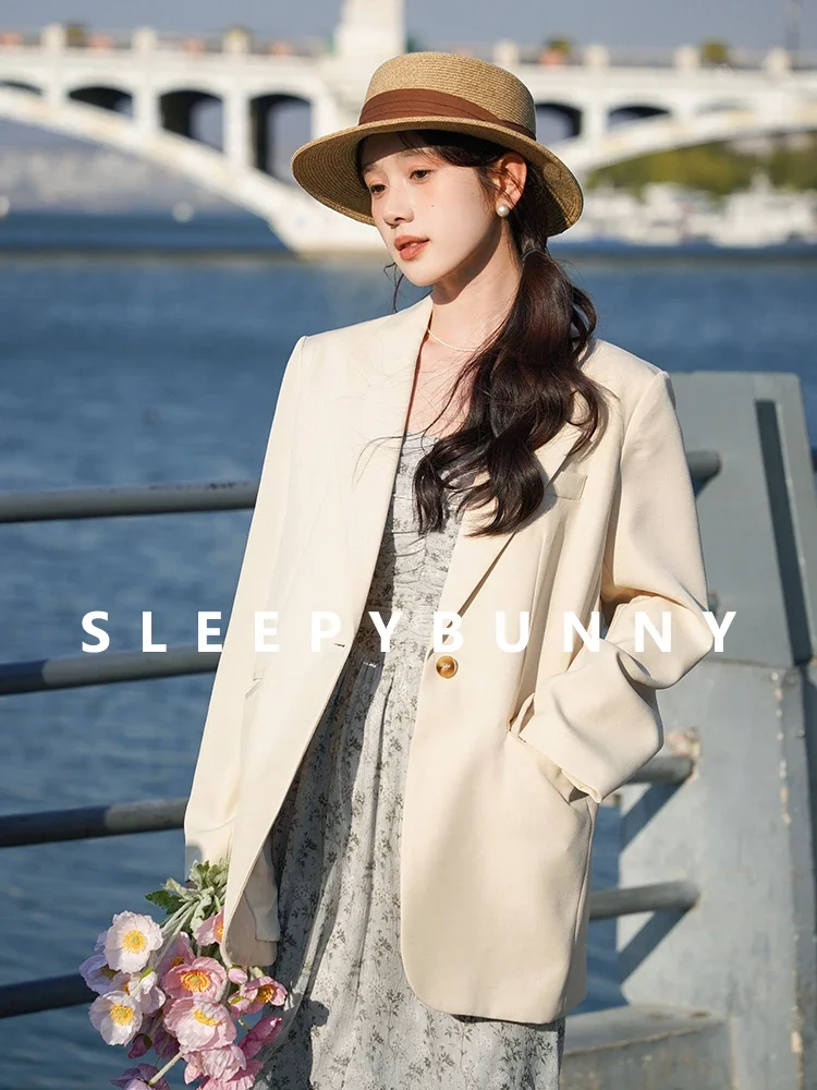 Vintage Oversized Blazer Women Summer Thin Casual Petite Women Suit Jacket with Sharp Shoulders Loose Fit Retro office Outerwear