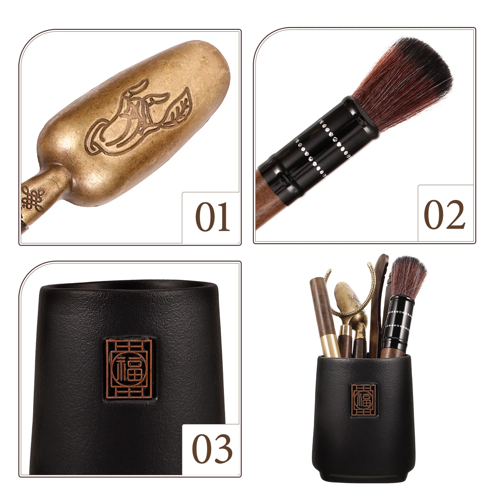 

1Set Chinese Tea Accessories Set Durable Ceramic Wood Nylon Tea Tools Traditional Kung Fu Ceremony Utensils for Gifts