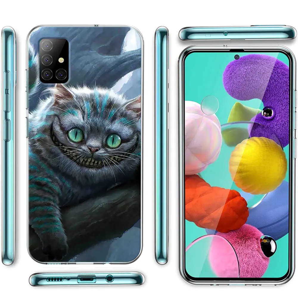 Alice In Wonderland Cheshire Cat Case for Samsung Galaxy A54 A14 A12 A51 A13 A52s A53 A32 A52 A21s A24 A31 A23 TPU Phone Cover