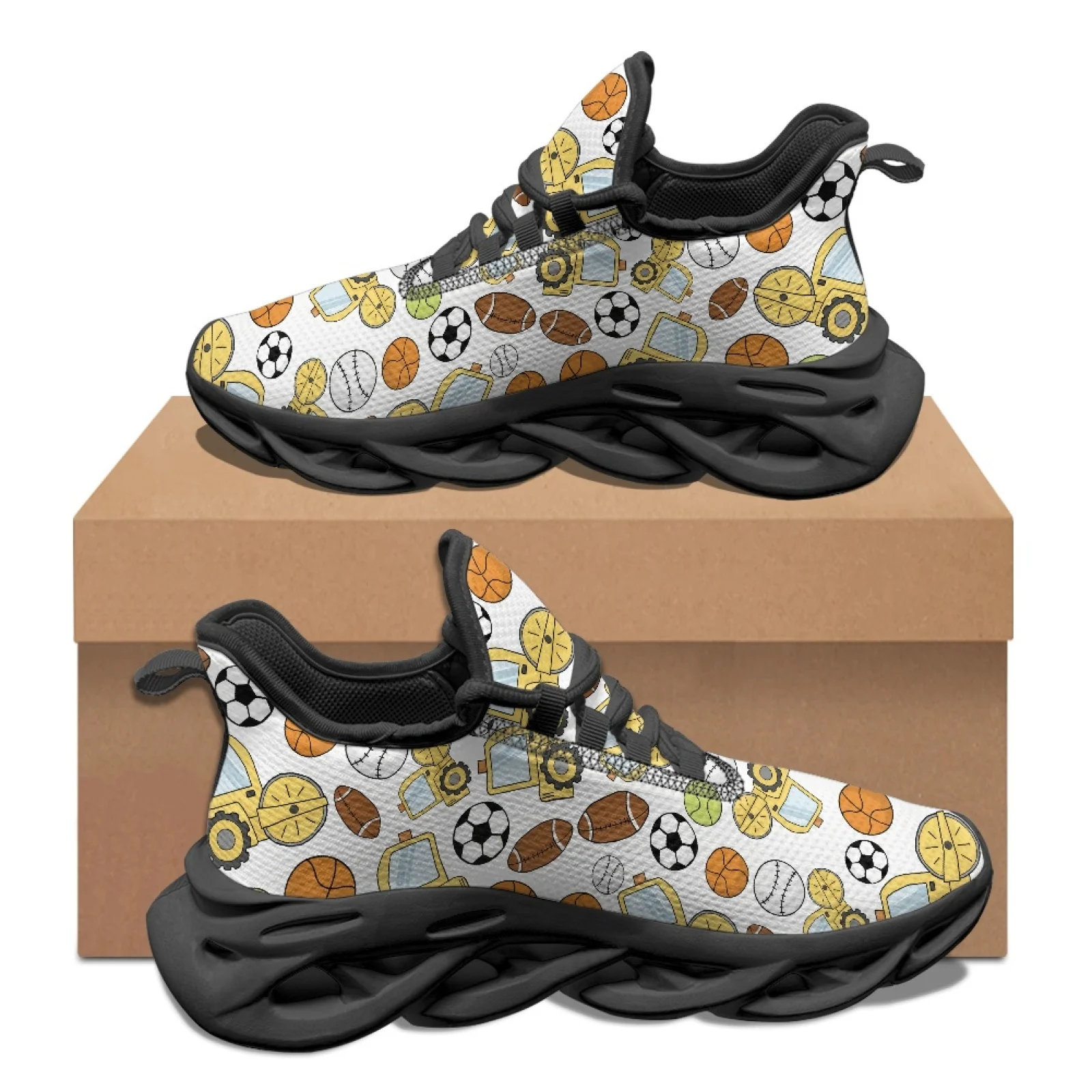 PENSTROLL Sport Vehicle Print Non Slip Running Shoes Athletic Shoes for Walking Slip-On Men’s Blade Sneakers