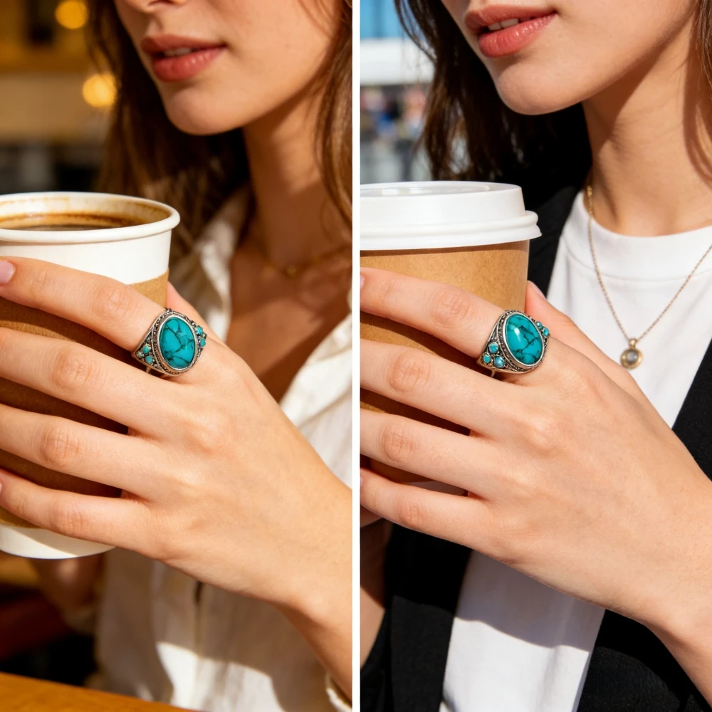 Anillo de Turquesa de Moda en  - Ethnic Fashion Instagram reseña y precio