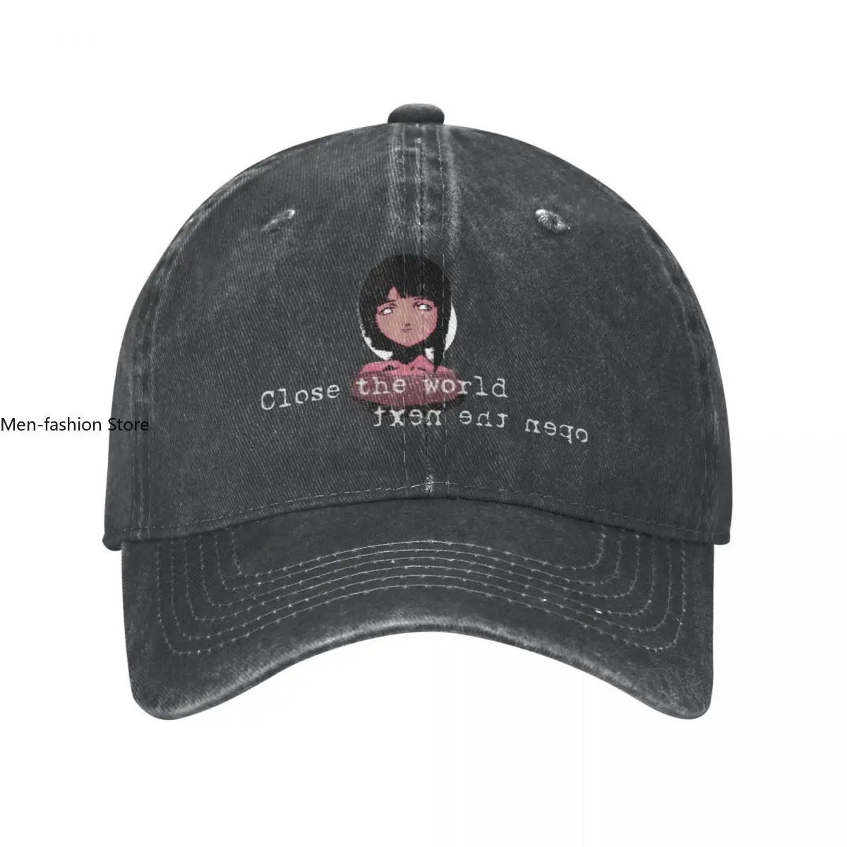 Close The World Open The Next Serial Experiments Lain Baseball Cap for Men Women Distressed Washed Anime Activities Hats Cap