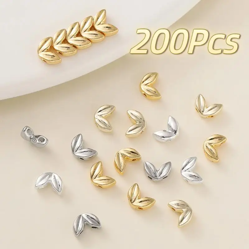 200 PCS Alloy Malt Shaped Double Hole Spacer Beads Portable Pack DIY Craft Supplies for Travel Jewelry Making Repair Works