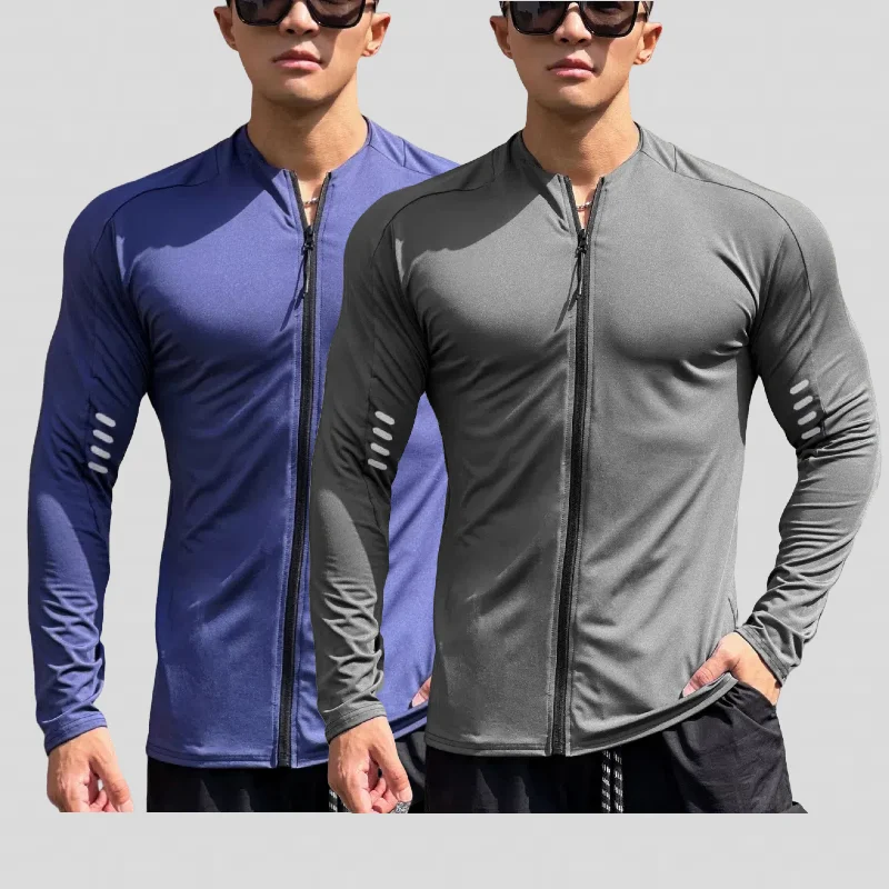 

Men Fitness Short sleeved Men Basketball Brother Training Clothes Versatile Loose Half Sleeve Sports Zipper Long Sleeve T-shirt