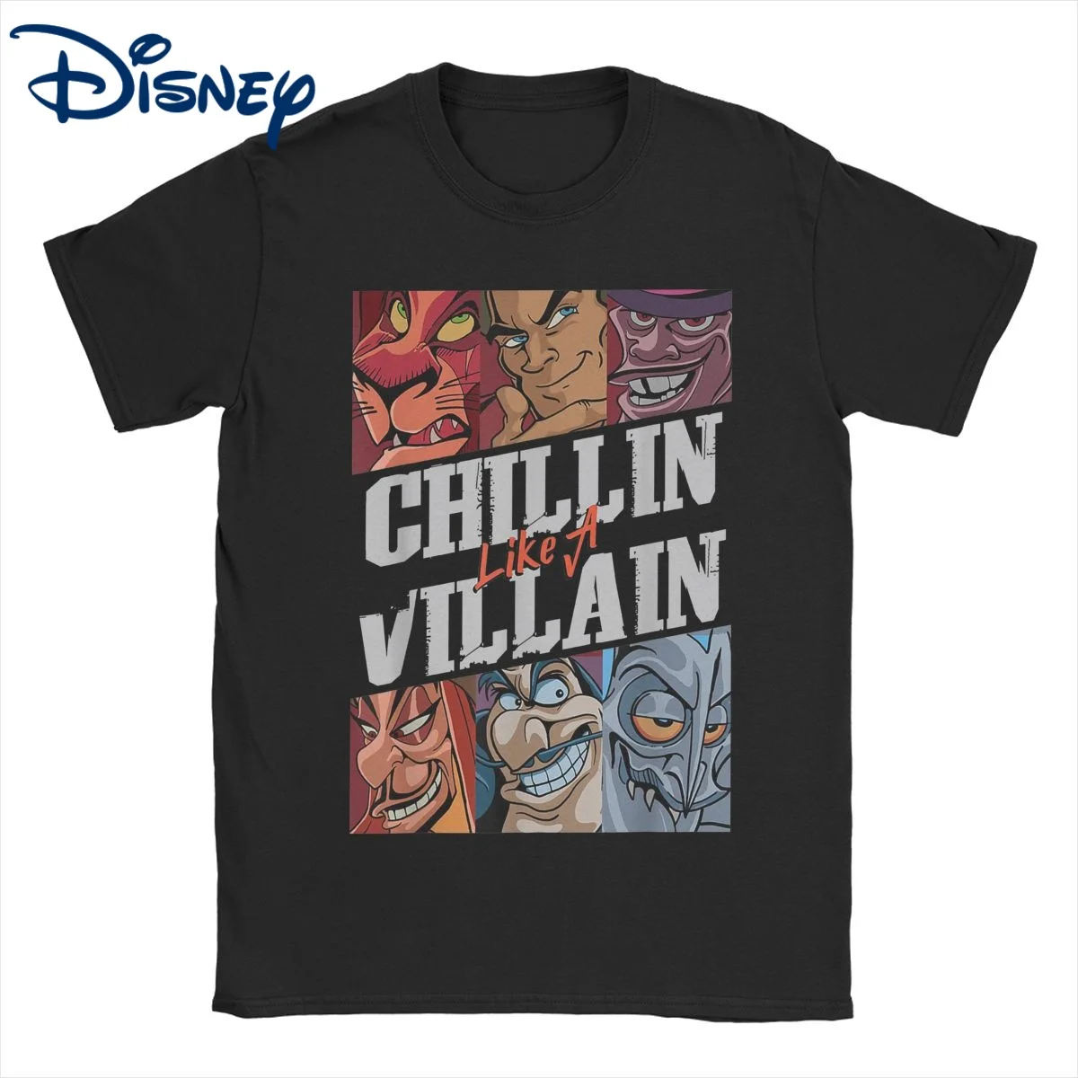 Men Women T-Shirt Disney Villains Funny 100% Cotton Tees Short Sleeve Chillin Like A Villain Group Portrait T Shirt Tops 6XL