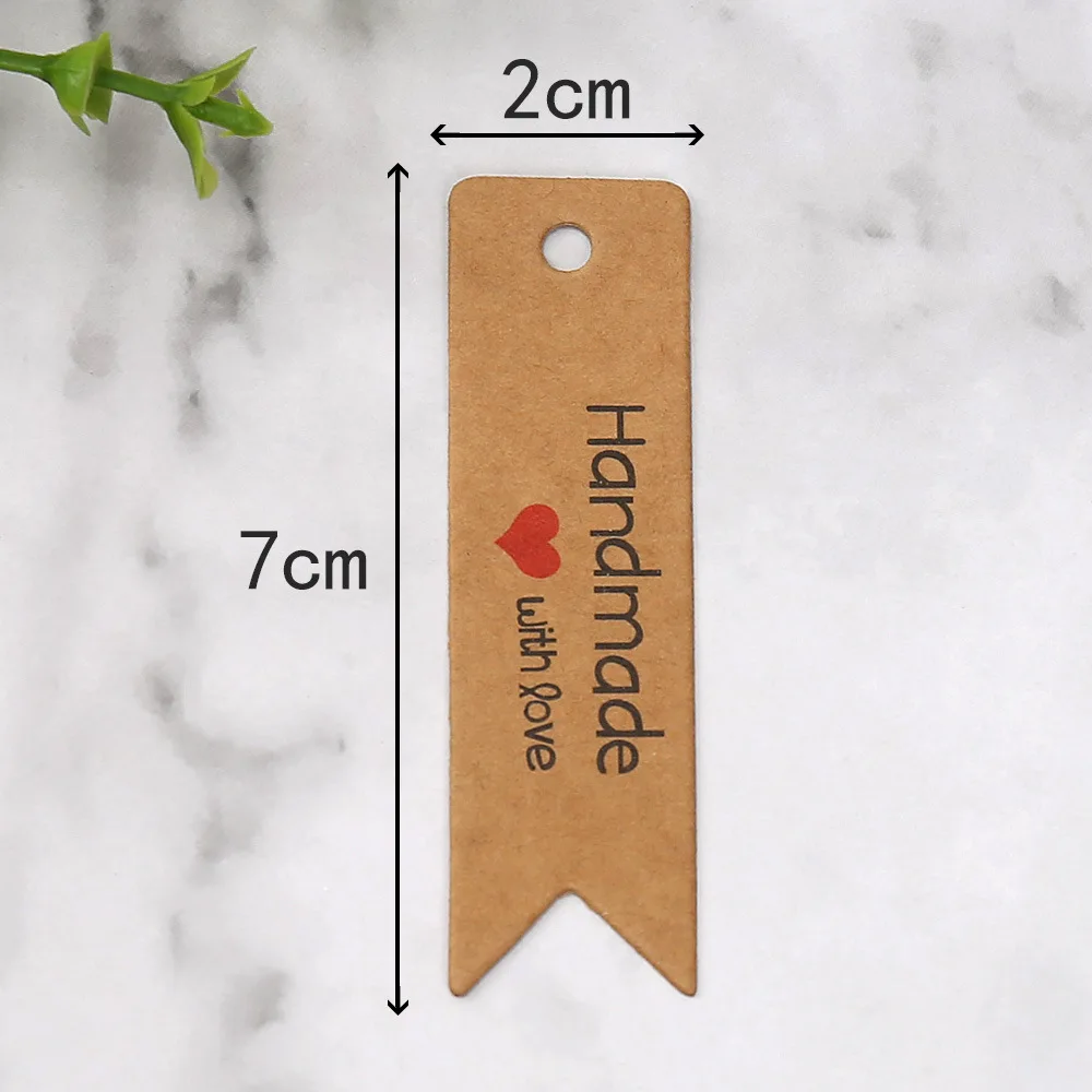 100pcs Kraft Paper Tags Handmade with Love Gift Tags Cookie Candy Bread Packaging Supplies Hang Tag Wedding Christmas Supplies