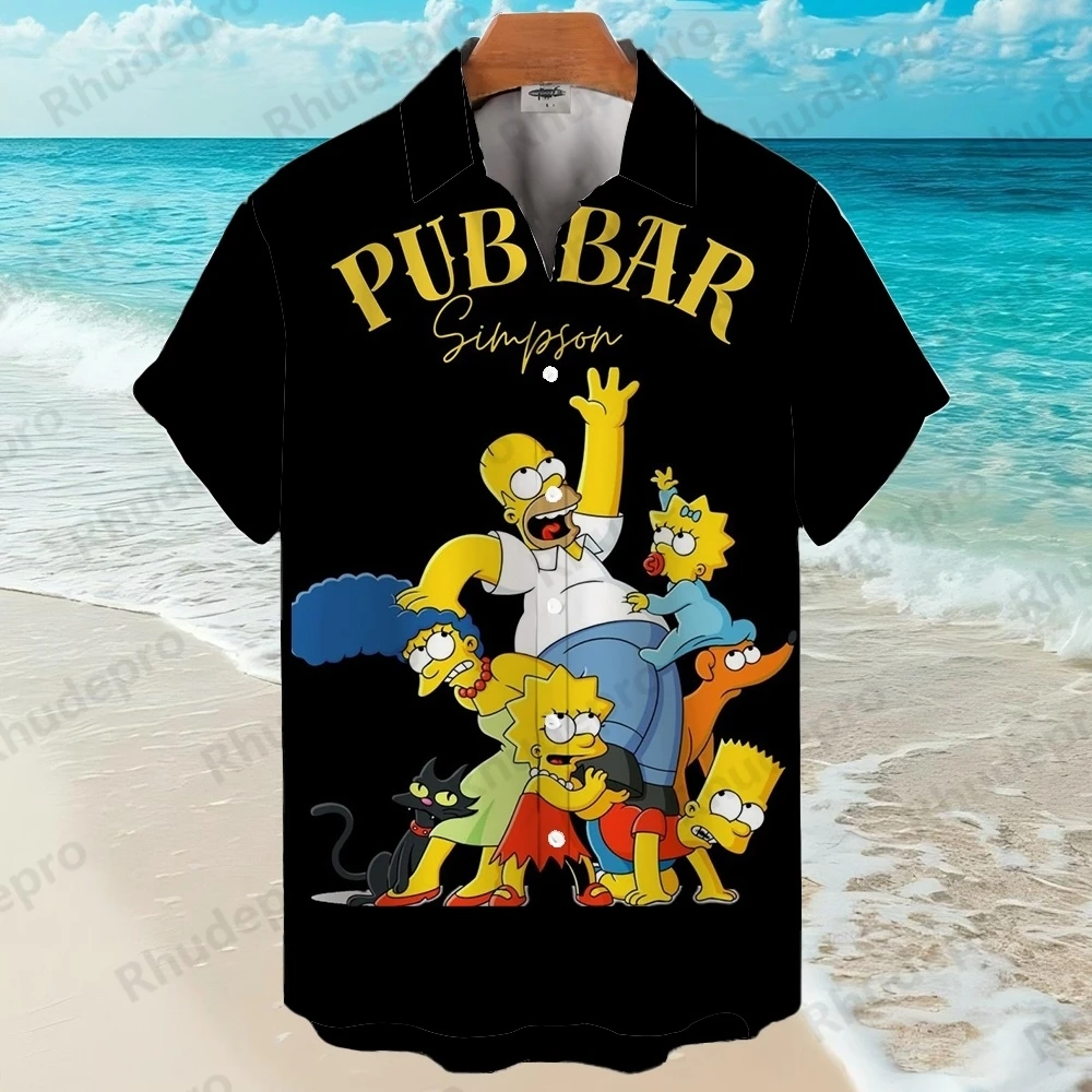 

Casual Fashion Men's Summer Hawaiian Shirt The Simpsons Cartoon Painting Digital Women Short Sleeve Shirt Camisas Para Hombres