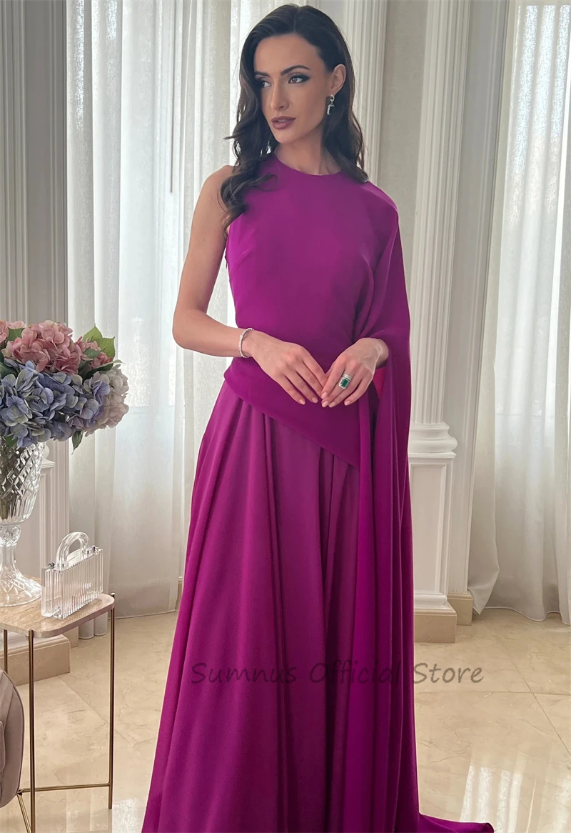 SUMNUS Newest Formal Event Prom Dresses Gown Flare One Sleeve Custom Casual Party Vestido Fuschia Purple Special Evening Gowns