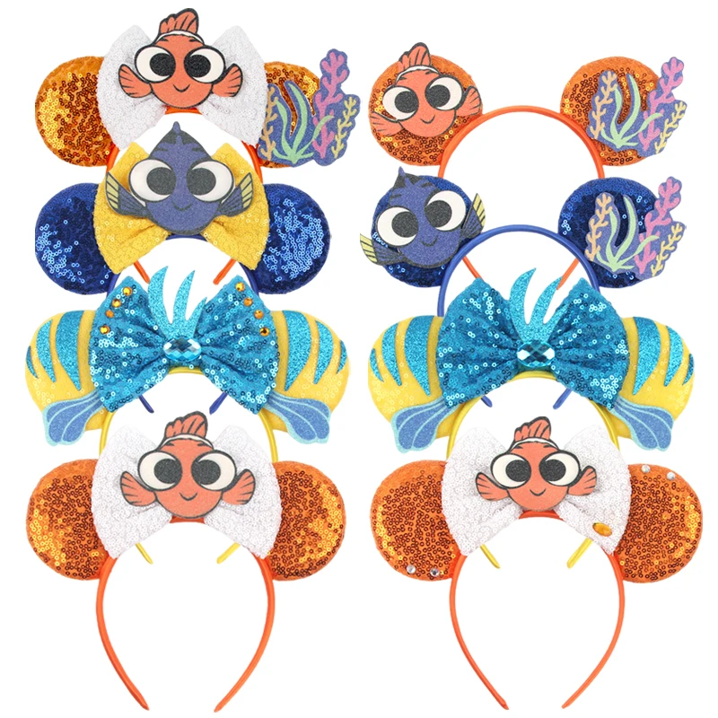 2026 Newest Finding Nemo Inspired Disney Ears Headband Women Mermaid Birthday Gift Girls Kids Cosplay Party Hair Accessories