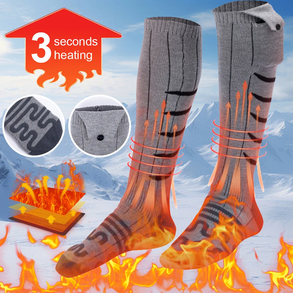 Electric Heating Socks Cold-Proof Winter Warm Thermal Socks Fast Heating Warm Winter Socks Washable for Outdoor Skiing Hiking