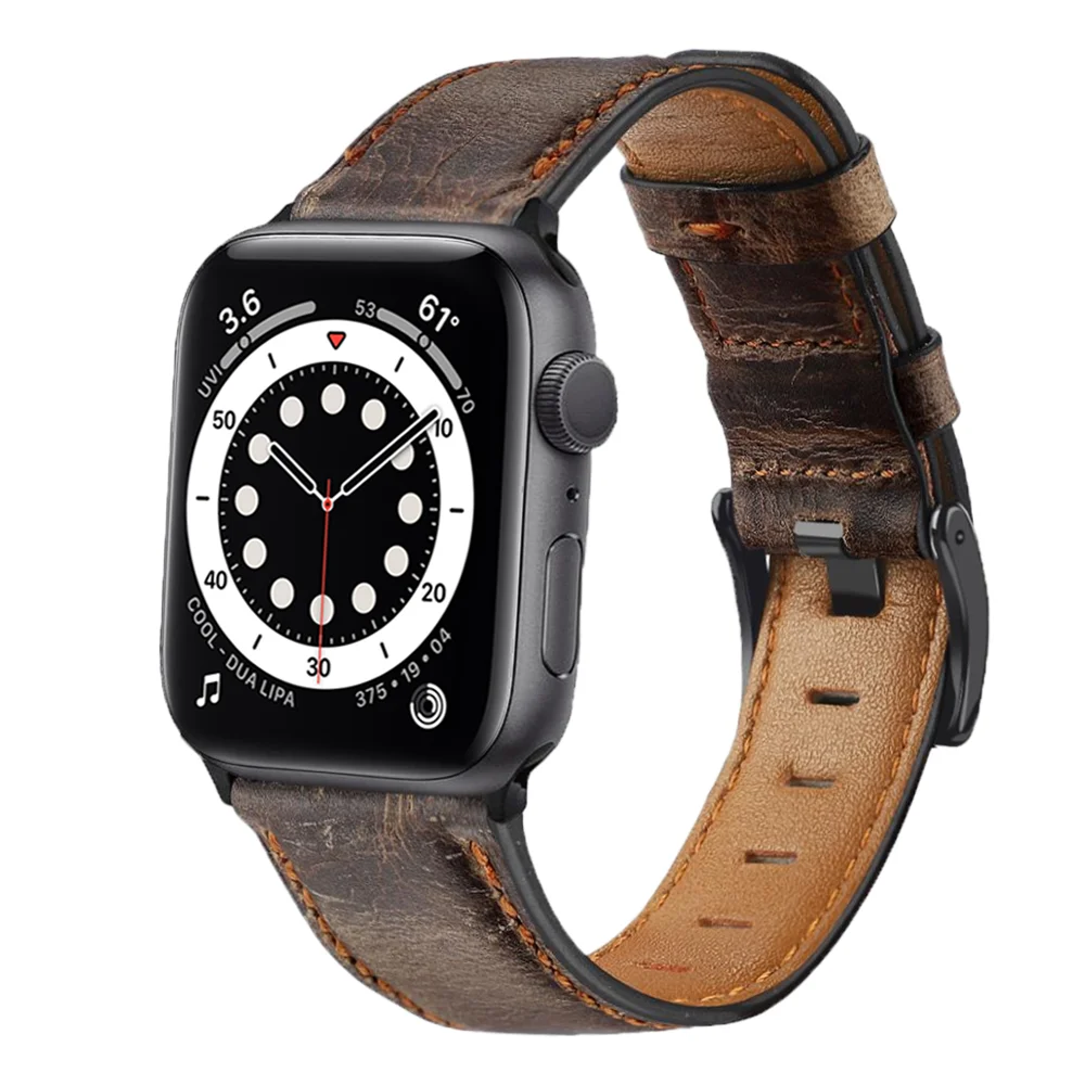 

Strap for Apple watch band 45mm 41mm 44mm 40mm 49mm 42mm correa Retro Cow Leather bracelet iWatch series 7 SE 6 5 4 3 8 ultra