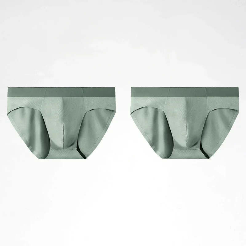 

2PCS men's underwear Modal seamless solid color sexy summer thin breathable briefs