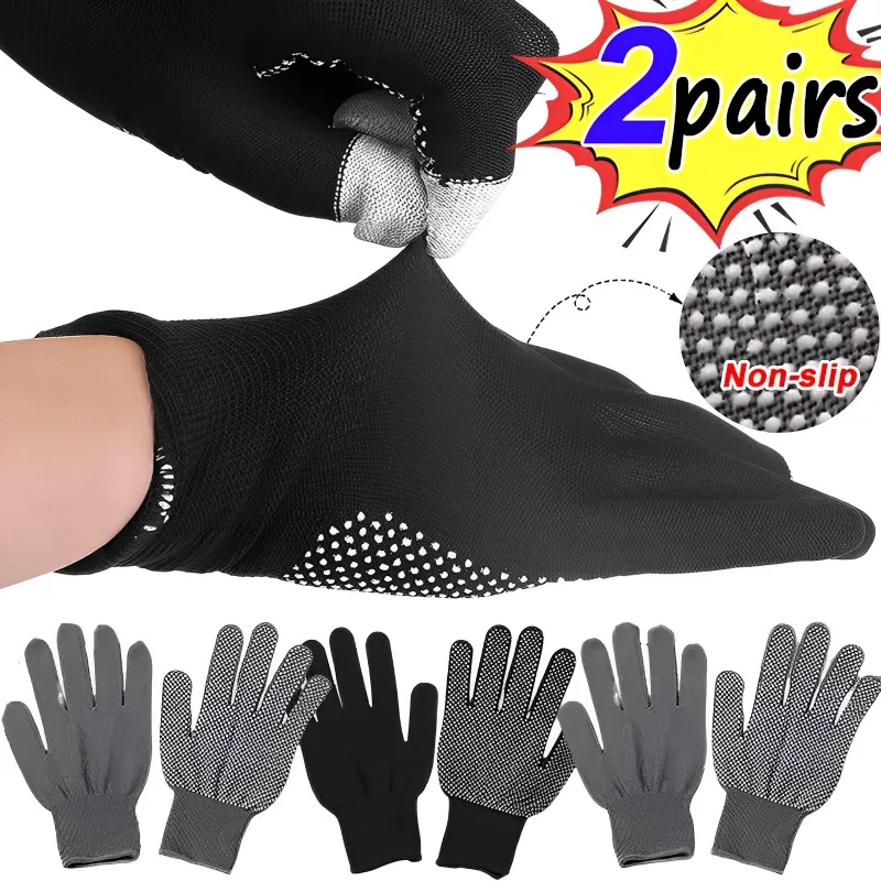 1/2Pairs Non-Slip Nylon Working Gloves Thin Wear-Resistant Site Anti-Fouling Hands Protective Glove Riding Touchscreen Mittens