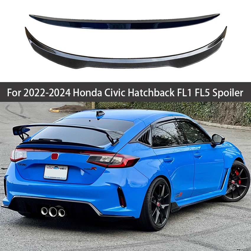 For 11 Generation 2022 2023 2024 Honda Civic Hatchback FL1 FL5 Rear Trunk Lid Spoiler Wings Black Carbon Car Accessories Part