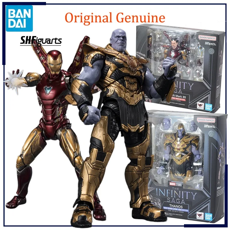 

Original Genuine Bandai Anime Marvel THE INFINITY SAGA Iron Man Mark 85 Thanos SHF Model Toys Action Figure Gifts Collectible