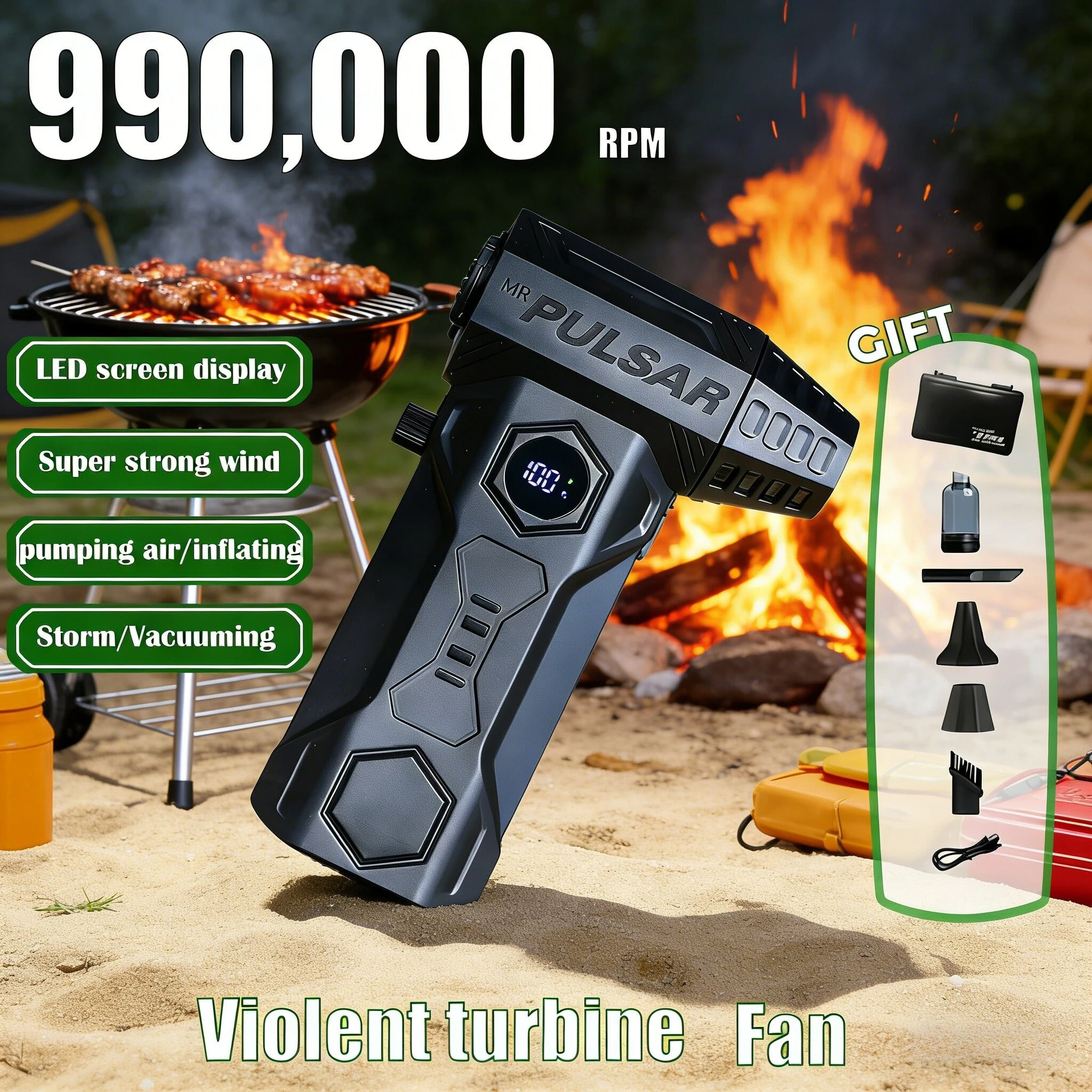 

X11 high-speed turbo violent fan, speed 48000 rpm, brushless motor, turbo fan, wind speed 75 m/s car detailing tools car cleanin