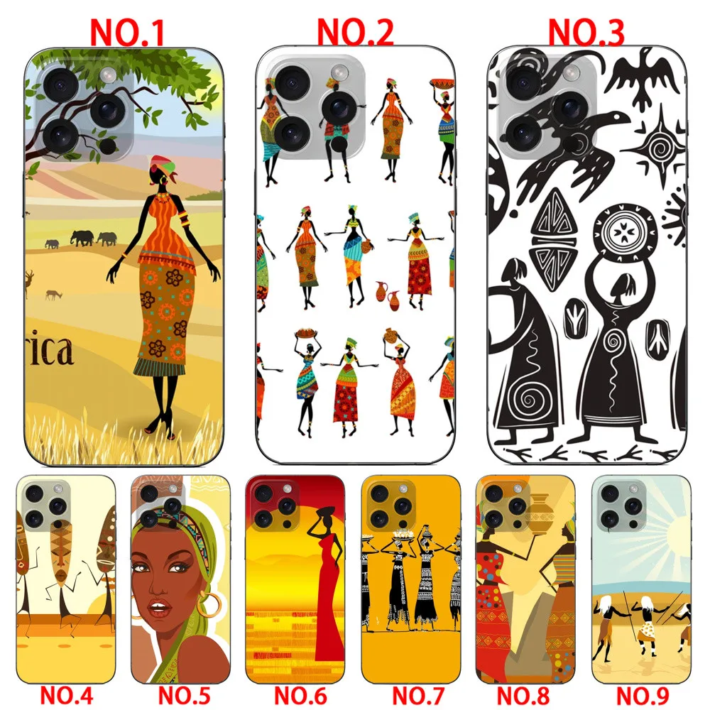 Africa Women Figures casing  for iPhone 14 14 Plus 14 Pro 14 Pro Max 15 15 Plus