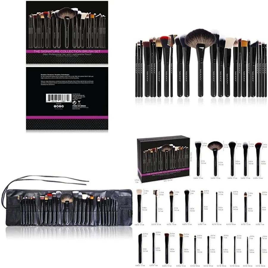 

Makeup brushes, premium makeup brush set - Foundation concealer brush, eyeshadow brush, synthetic bristles paired with wooden handle, high-quality gift packaging - 24 pieces