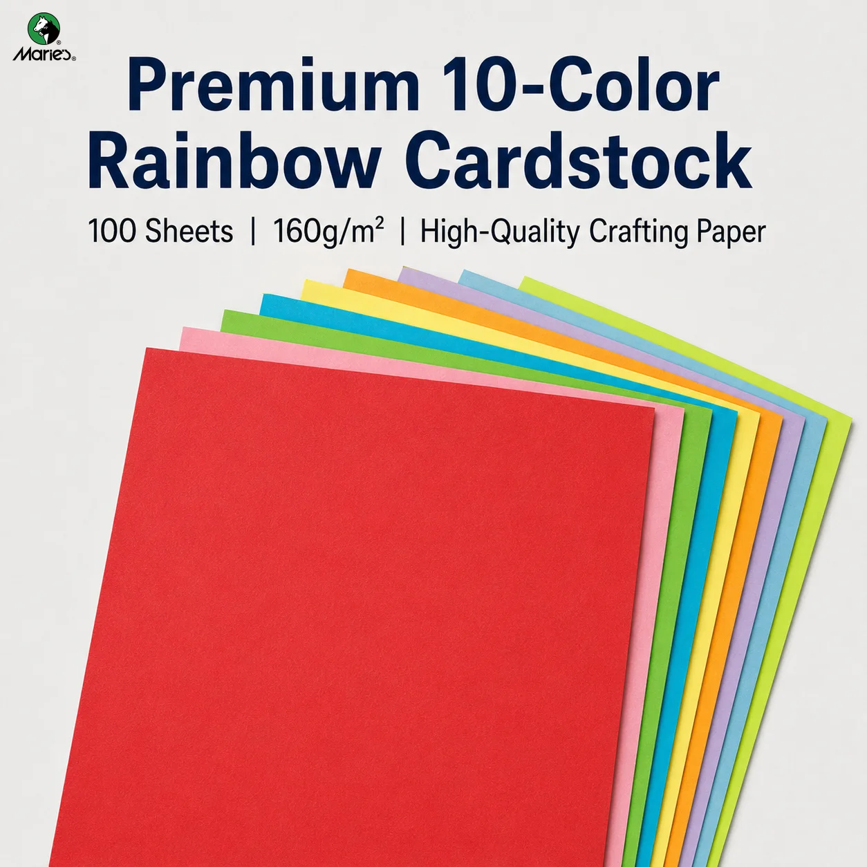 Marie's Colored Cardstock Paper,10 Colors 100 Sheets Paper for Cutting,Folding,Card Making,Scrapbook Layouts