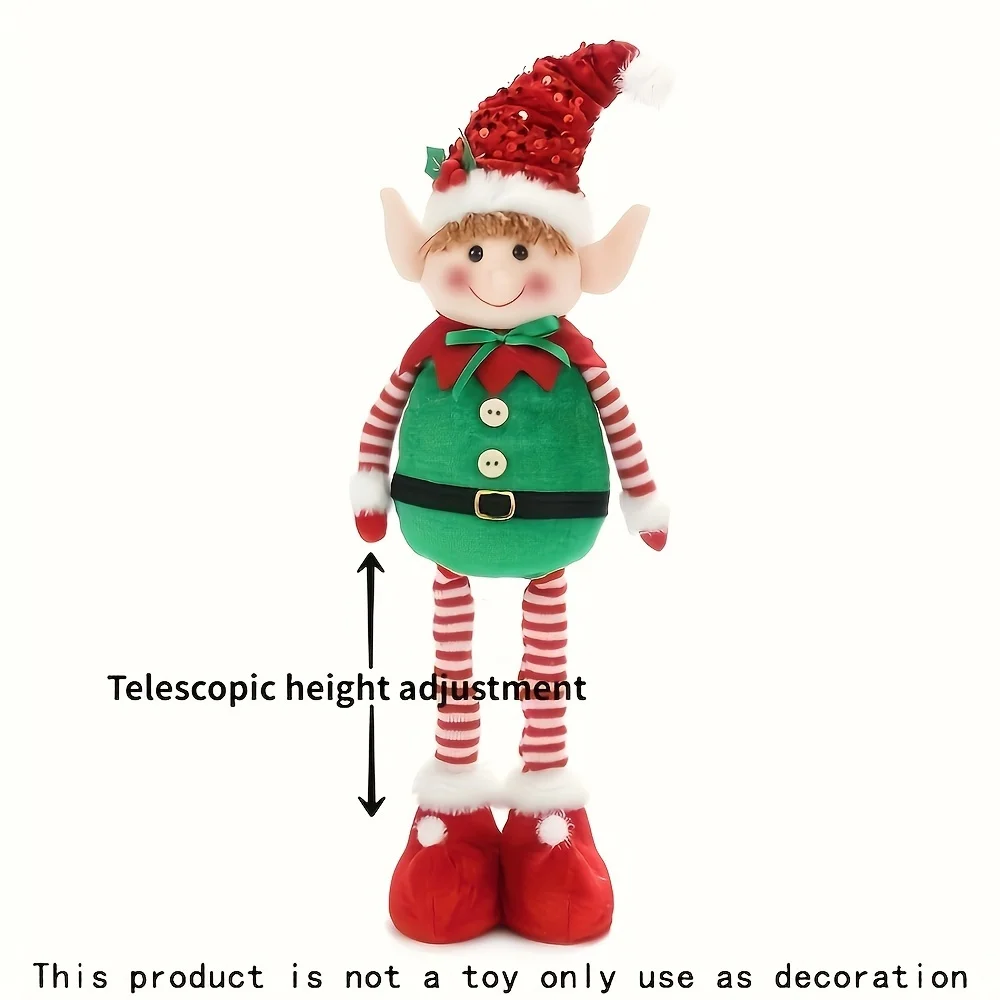 1/2 Stück klassische dehnbare Elfenfigur, festlicher Wandbehang aus Polyester, Unisex-Weihnachtsfeier-Dekoration, kein Laser, keine Feder, Hol – Detail 4