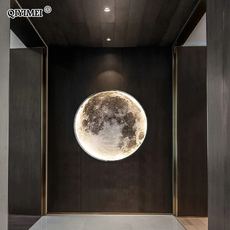 Lámpara de pared de Luna LED moderna, Mural minimalista, iluminación interior para dormitorio, Fondo de pared, sala de estar, luces decorativas de