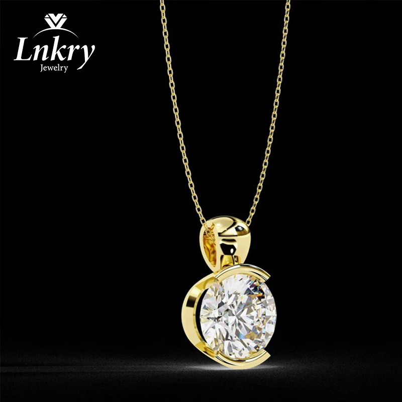 Lnkry Halbverkrustete 2,0-Karat-Moissanit-Halskette für Damen, brillante, im Labor hergestellte Diamant-Anhänger-Halsketten, 2026 Trend-Schmuck