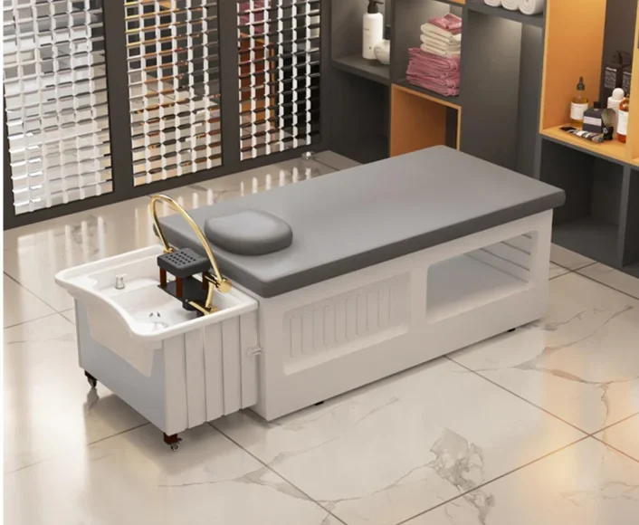 

Head treatment, shampoo bed, and hair salon dedicated to hair salons. Red Thai style massage integrated push-pull beauty bed