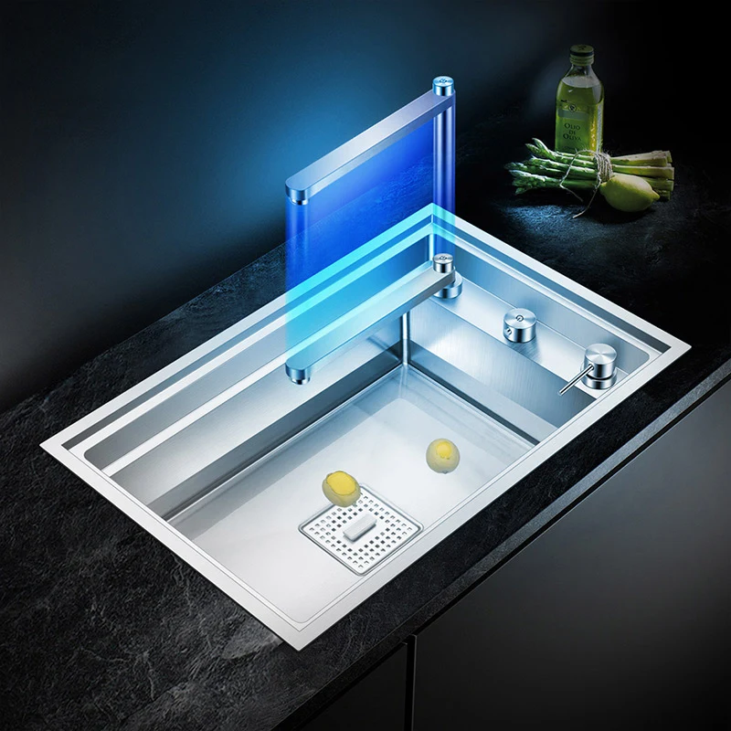 

Новая кухонная мойка с двойной крышкой, скрытая, большая, из нержавеющей стали 304, толщиной 4 мм, ручной работы, с матовой отделкой