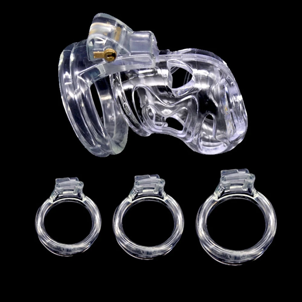 New Chastity Device Cage 2 Shape Plastic Male Cock Lock Penis with 4 Rings CB6000S Bondage Restraint SM Sex Toy for Men