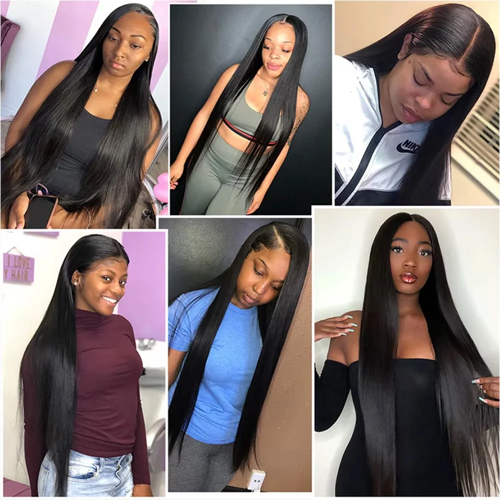 40 42 Inch Bone Straight Human Hair Wigs 13x6 HD Transparent Lace Frontal Human Hair 13x4 Pre Cut Lace Frontal Wig 250 Density 5x5 Ready to Go HD Lace Glueless Wigs Brazilian For Women image 8