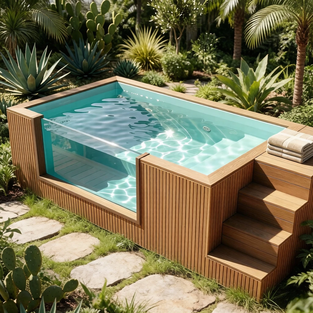 Wholesale Family Swimming Pool Prefab Modular Modern Outdoor Shipping Container Pool With Surfing System and Lighting System