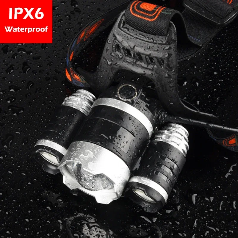 مصباح يدوي متعدد الوظائف للطوارئ في الهواء الطلق مثبت على الرأس ، مصباح كرة قوي ، مقاوم للماء ، مريح ، تخييم ، صيد ، شحن #6