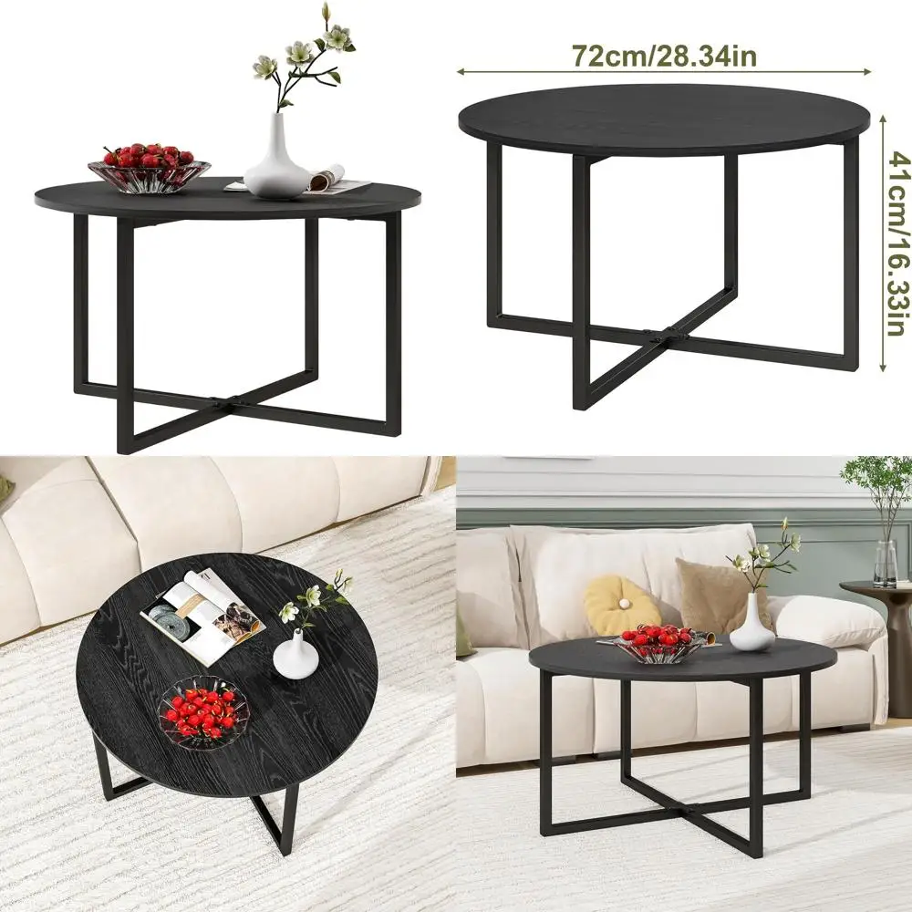 

Черный журнальный столик с металлическими ножками для гостиной, балкона и кабинета