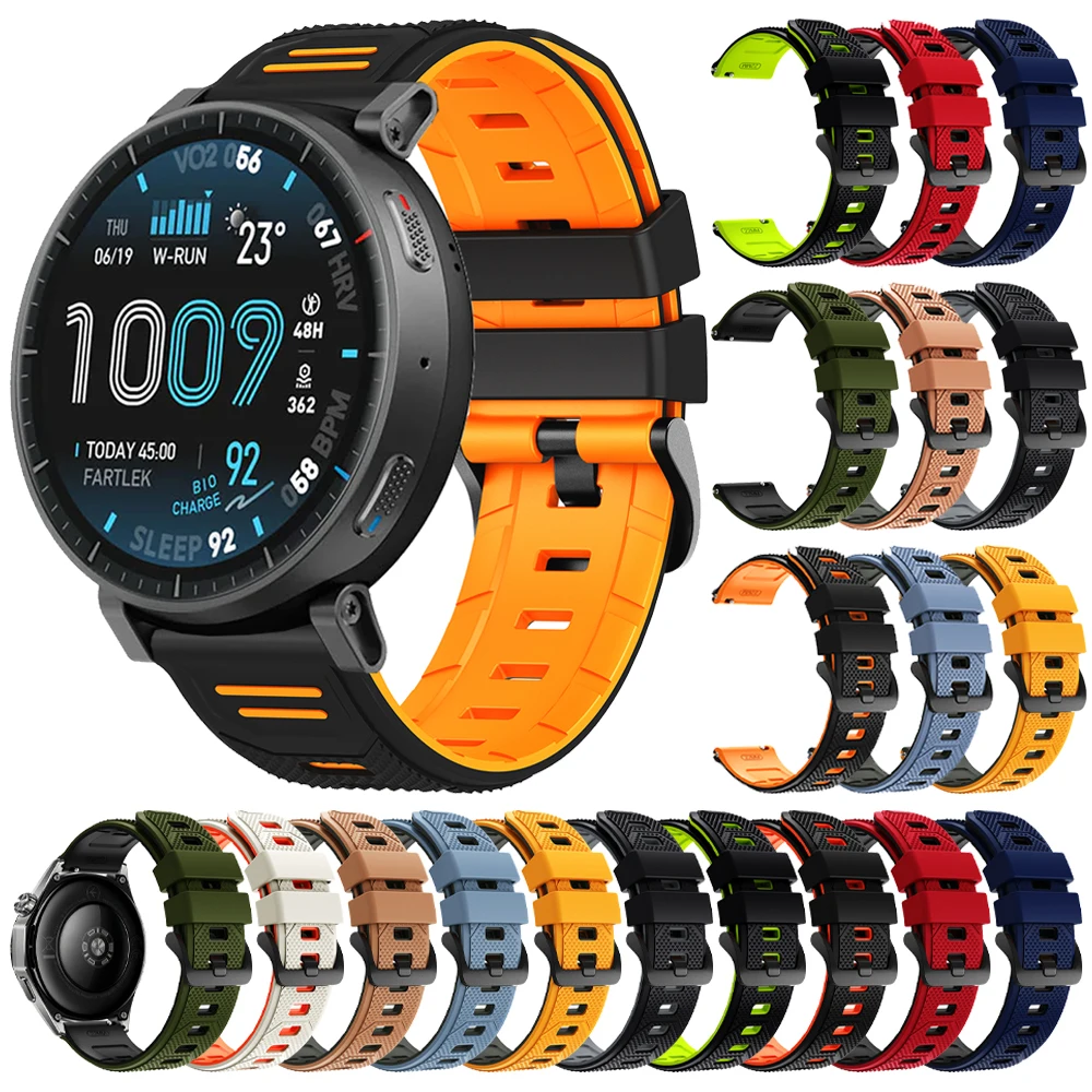 Bracelet en Silicone de 22mm pour Amazfit Active Max 48mm/BALANCE 2/Bip 6 5 UNITY/GTR 4 2 2e 47mm/GTR3 Pro, Bracelet de rechange pour montre