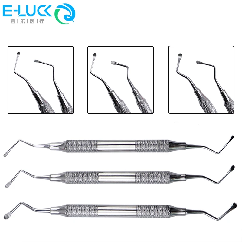 Dental Jagged Curette Stainless Steel Professional Implant Instrument Tools Periodontal Bone Curette 3Pcs/set