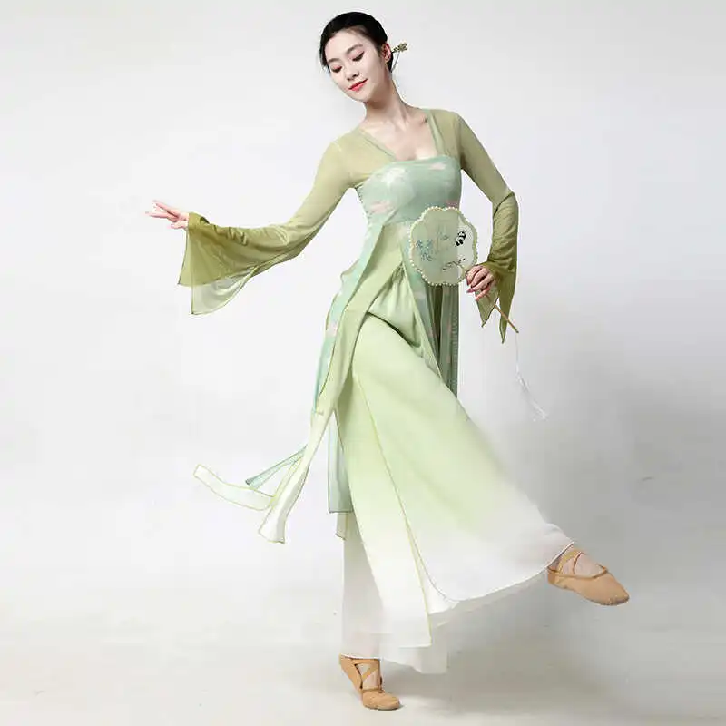 Vestido de dança clássica feminina, desgaste étnico de desempenho de palco, estilo chinês