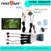 CVBS-sensor plano de 22mm, sensor de aparcamiento de vídeo visual montado en vehículo, sistema de alarma de distancia de radar de asistencia inversa