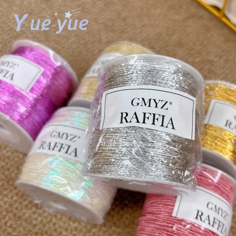 50g Fine Gold Silver Yarn Core-spun Wires Shiny Crochet Steel Wire Ball Thread Metallic Hand-woven DIY Handbag Purse Needlework