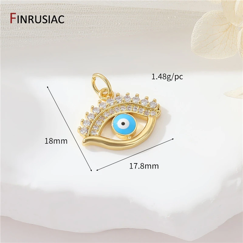 Evil Eye Charms für die Schmuckherstellung, 14 Karat vergoldetes Messing, Zirkon-Charms-Anhänger für DIY-Halskettenherstellung, Zubehör für Schmuck – Detail 25