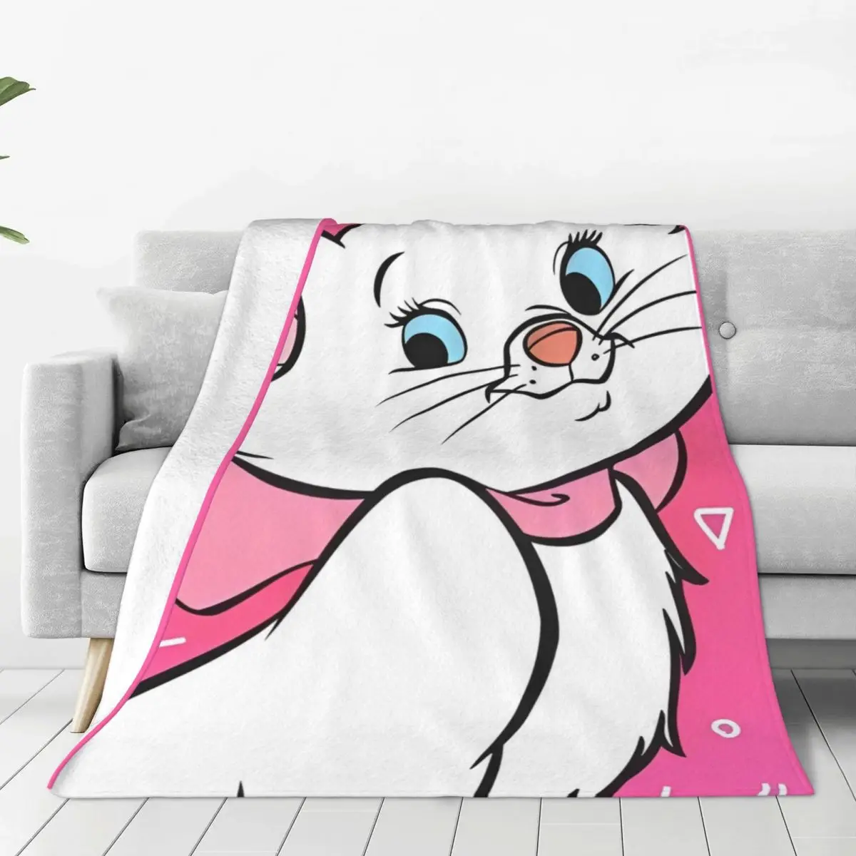 Marie Cat Cartoon Flannel Blanket Warm Soft Bedding Throws for Couch Bed Camping Street Trend Bedspread Sofa Bed Cover